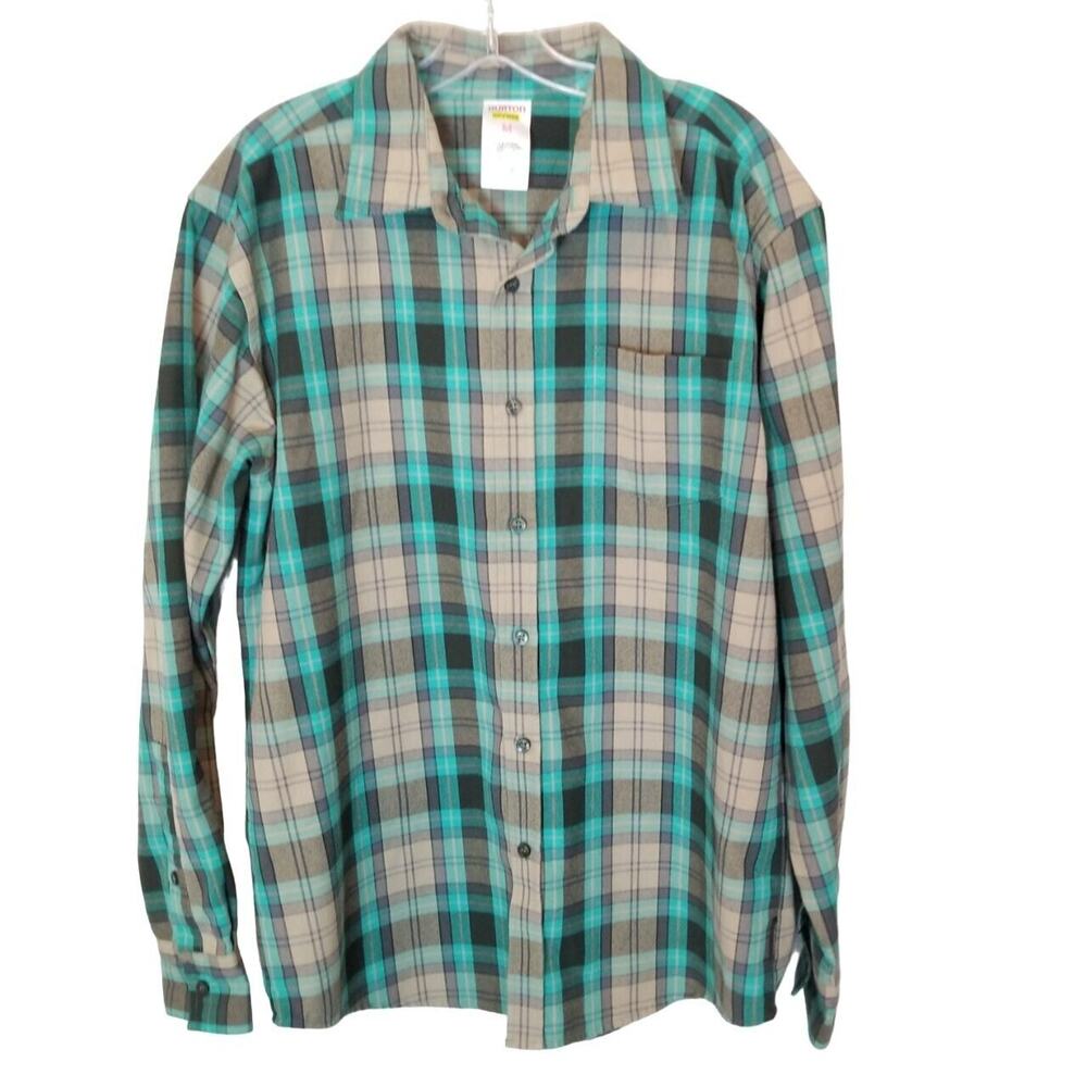 Burton DryRide Mens Poly Plaid Flannel Shirt Sz M Gorpcore Outdoor Snowboard Ski